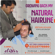 Grown Back Natural Hair Line by Dr. Ashfaq Khan at Elixir Hair Transplant Center Islamabad